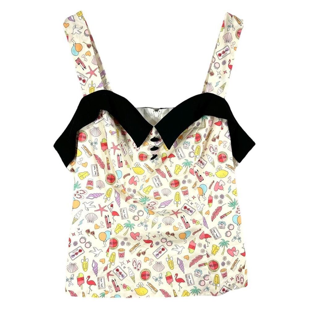 Magnolia Place Plus Size 4X Top Novelty Summer Print Pin Up‎ Sleeveless NWT 1695